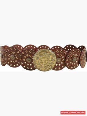 Vintage Western Hollow Disc Belt Adjustable PU Leather Women's Accessory